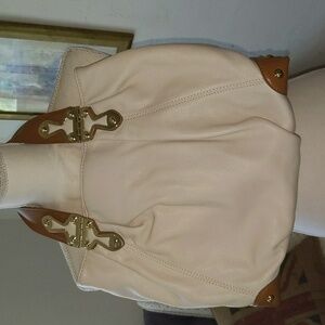 Michael Kors Cream and Tan Leather Bag